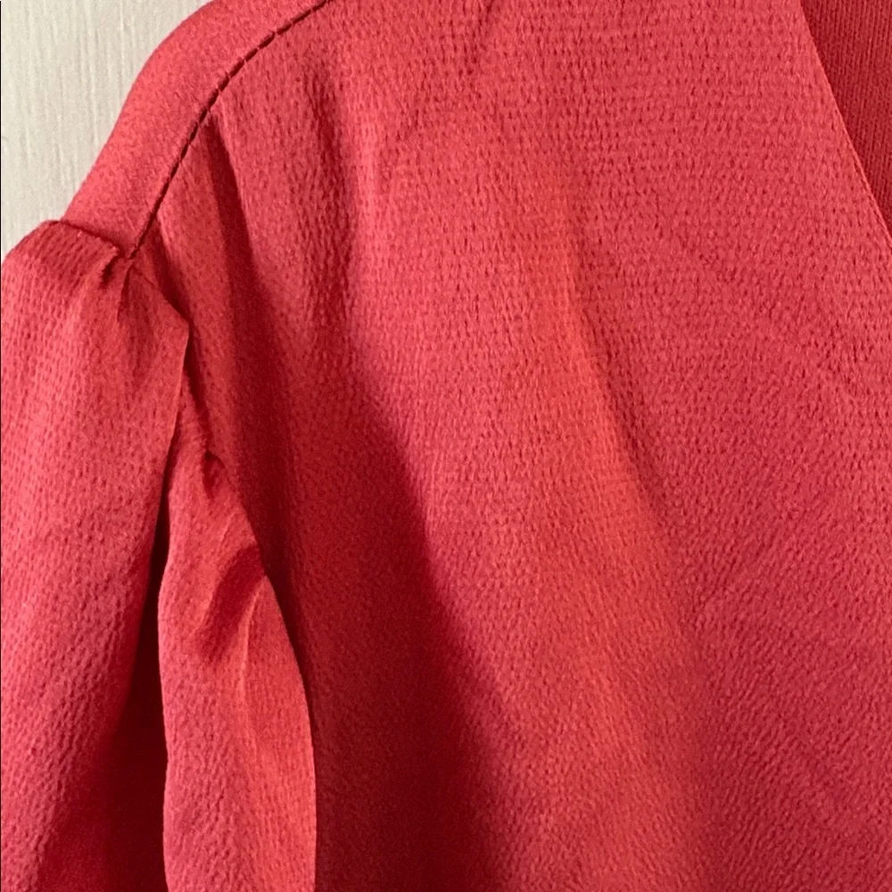 Torrid Size 2 dark rose satin texture long sleeve v-neck dress - Picture 3 of 11